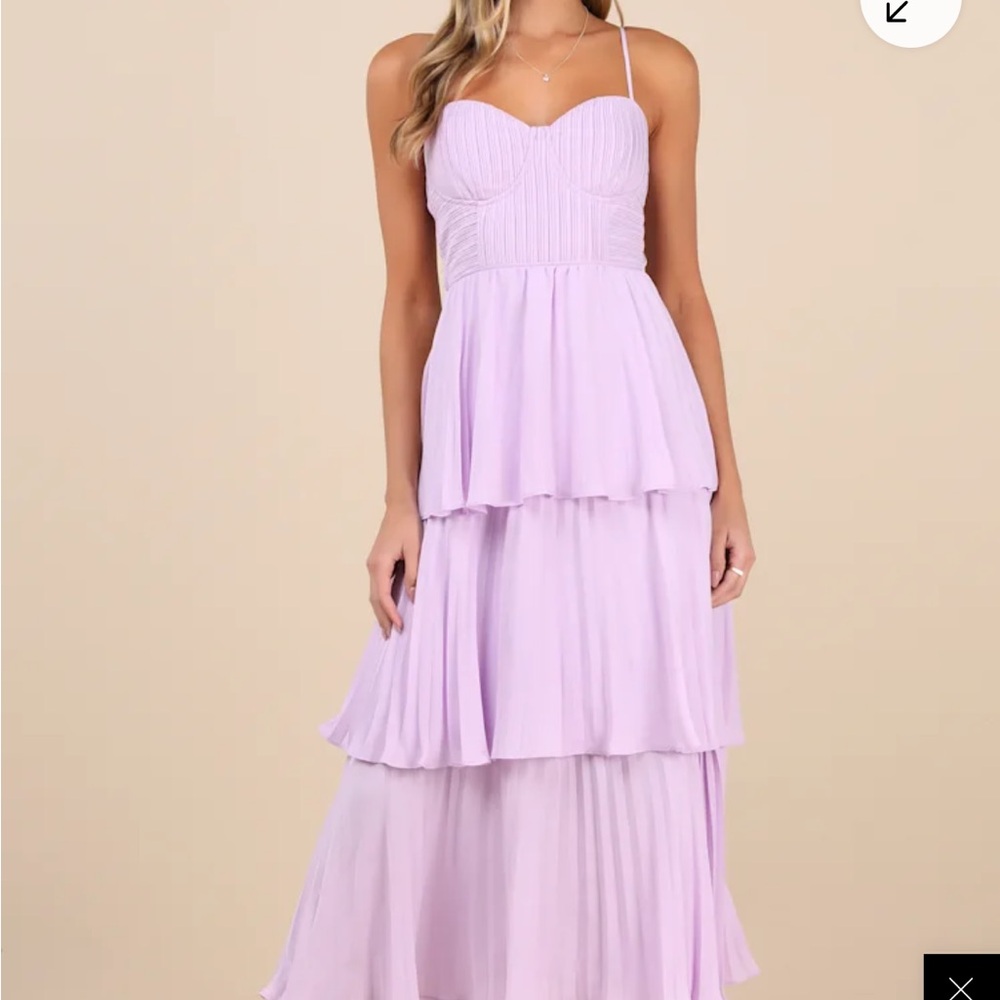 Lulu's Lavender Tiered Midi Dress